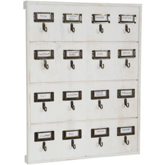 Biscottini International Biscottini - Tabl&oacute;n De Anuncios Porta Llaves De Pared 16 Ganchos De Madera 37x47 Cm Colgador De Llaves De Pasillo Contenedor Taquilla Oficina