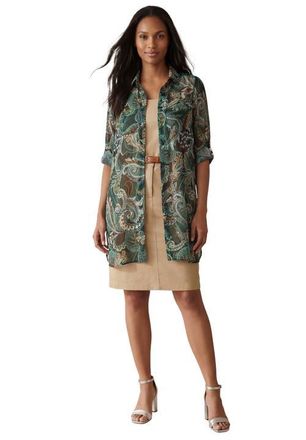 Jessica London Sheer Georgette Mega Tunic in Frost Teal Paisley at Nordstrom, Size 28
