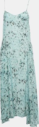 AllSaints Blue Abstract Print Crepe Eli Yermo Midi Dress