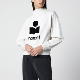 Isabel Marant Felpa Moby in cotone &eacute;cru con logo