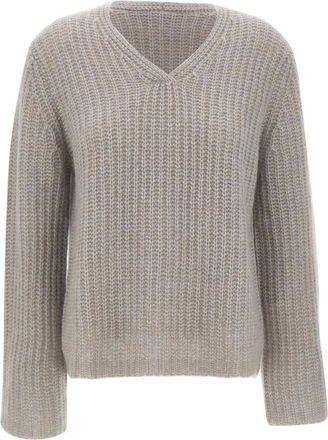 Hemisphere textured V-neck jumper - Grey