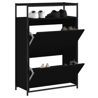vidaXL Zapatero De Madera De Ingenier&iacute;a Negro 75x34x112 Cm Vidaxl