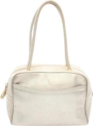 Loewe Pre-owned Handbag - Dames - Vintage Handtas - Beige - ONE Size - Leer - Vintage