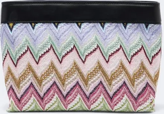 Missoni Zigzag leather-trimmed lam&eacute; pouch