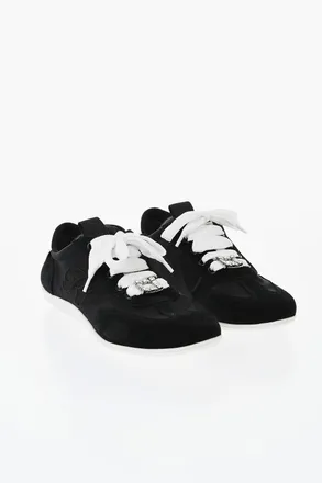 Roger Vivier Low Suede Sneakers With Tonal Embossed Monogram Roger Vivier