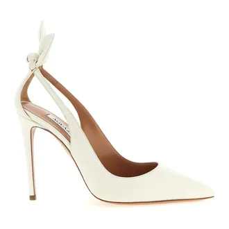 Aquazzura Schoenen, Dames, Wit, 38 EU, Leer, Bow Tie Pump 105