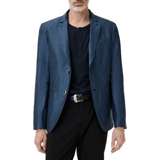 John Varvatos Allen Slim Fit Linen Blend Blazer in Lake Blue at Nordstrom, Size 48