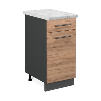 Vicco Mueble Bajo De Cocina Fame-line, Roble Dorado, 40 Cm, Et M&aacute;rmol, Vicco