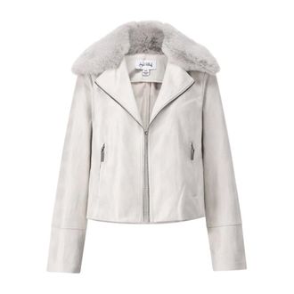 Joseph Ribkoff Jassen, Dames, Grijs, S, Elegante Bont Trim Jas