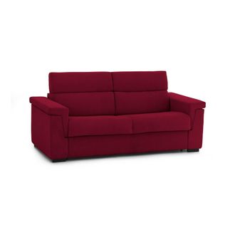 Dmora Sof&aacute; Cama 2 Plazas Biscossi, Desenfundable, Con Almacenaje Made In Italy, Apertura Abatible, 205x95 Cm Rojo