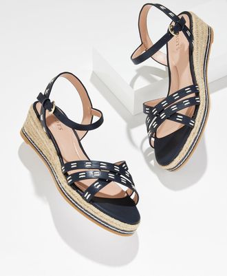 Talbots Pamela Vachetta Wedge Sandals - Blue - 10 1/2 M Talbots