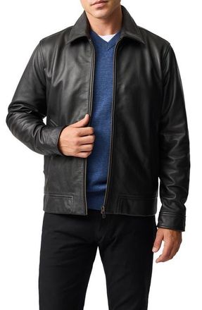 Rodd & Gunn Haymarket Leather Jacket in Onyx at Nordstrom, Size Medium