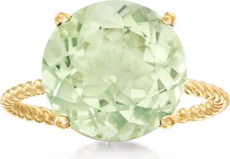 Ross-Simons Prasiolite Twist Rope Ring in 14kt Yellow Gold