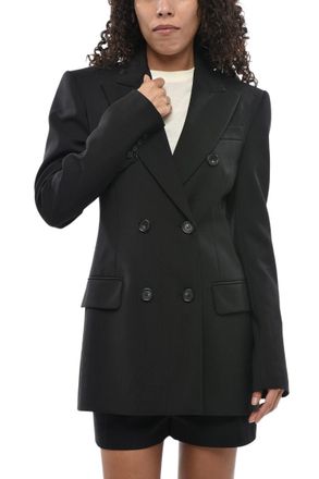 Max Mara Black Solid Peaked Lapel Blazer