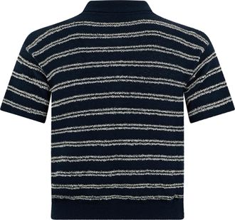 Moncler Mens Polo Shirt Striped Blue Cotton T-shirts And Polos