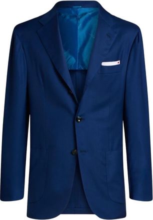 Kiton Cashmere Single-breasted Jas - Heren - Blazers - Blauw - 2XL - Kasjmier - Jassen