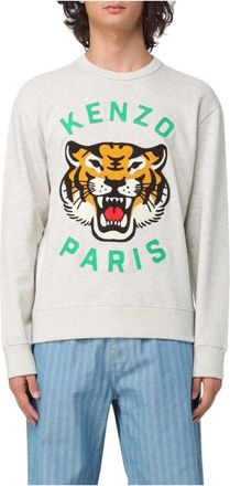 Kenzo Sweatshirts, male, Gray, XS, Tiger Head Sweatshirt