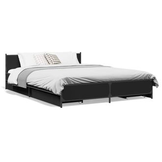 Berkfield Home Bed Frame with Drawers without Mattress Black 135x190 cm Double