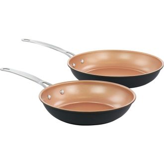 Gibson Home Chestnut 2 Piece Nonstick Carbon Steel Frying Pan Set in Metallic Silver at Nordstrom