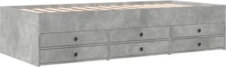 vidaXL Sof&aacute; Cama Con Cajones Sin Colch&oacute;n Gris Hormig&oacute;n 90x190 Cm Vidaxl