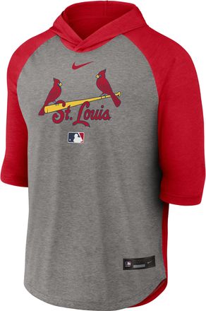 Nike St. Louis Cardinals Authentic Collection Flux Nike Mens Dri-FIT MLB 3/4-Sleeve Hooded T-Shirt in Red | 04HI040NSCN-LQZ