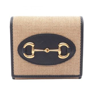 Gucci Beige Navy Canvas Leather Wallet (Bi-Fold) (Pre-Owned)