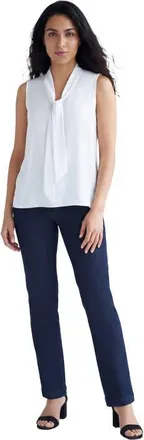 Jessica London Uptown Sleeveless Tie Neck Blouse in White at Nordstrom, Size 16