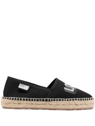 Love Moschino Love-print espadrilles - women - Fabric/Polyester/Rubber - 38.5 - Black