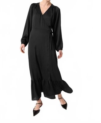 Soaked In Luxury Ioana V-Neck Wrap Midi Dress In Black