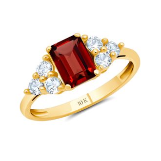 MAX + STONE 10k Yellow or White Gold Gemstone Emerald Cut Birthstone Anniversary Ring