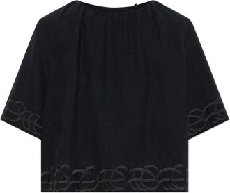 By Malene Birger Marian Top - Dames - T-shirts - Zwart - M - Linnen - Tops