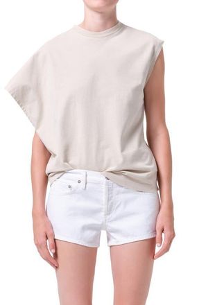 A Gold E Corrine Asymmetric Tee in Rice Grass Beige at Nordstrom, Size X-Small