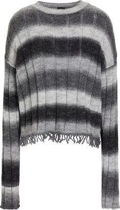 8 by YOOX MULTICOLOR CREW-NECK FRINGED SWEATER