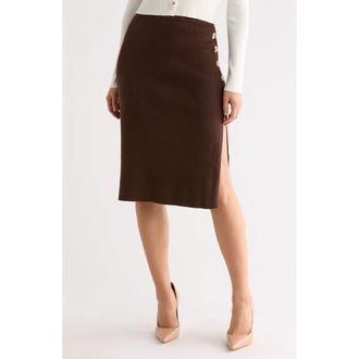 Tart Caralea Rib Knit Button Midi Skirt in Cocoa at Nordstrom Rack, Size X-Small