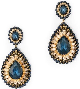 Deepa Gurnani Sisina Crystal Teardrop Earrings in Navy at Nordstrom