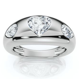 Pompeii3 1 3/10Ct Sloan Heart Shape Flush Set Diamond Dome Band 14k Gold Lab Grown EF/VS