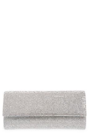 Judith Leiber Perry Embellished Satin Clutch in Silver Rhine at Nordstrom