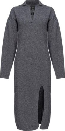Pinko V-neck knitted dress - women - Wool/Cashmere - M - Grey