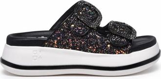 Gio+ Mules Total Glitter - Dames - Sandalen - Zwart - 36 EU - Schoenen
