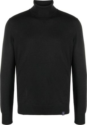 Fay Zwarte Zwarte Coltrui - Heren - Coltruien - Zwart - 2XL - Wol - Truien & Vesten