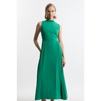 Karen Millen Soft Tailored Pleated Panel Midaxi Dress in Green at Nordstrom, Size 2