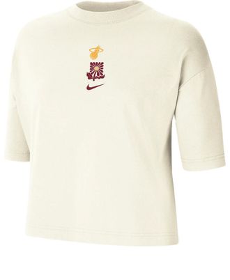 Nike (WMNS) Nike NBA Miami Heat Courtside Boxy T-Shirt Beige FV9374-901