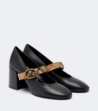 Burberry Salones Robin de piel con Burberry Check