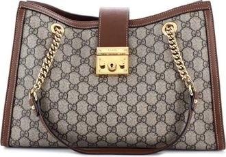 Gucci Padlock Chain GG Coated Canvas with Leather Medium tote bag - Bruin