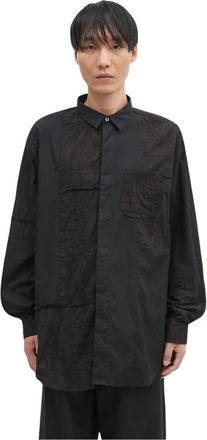 Engineered Garments Patchwork Short-Collar Shirt - Heren - Casual Overhemden - Zwart - M - Katoen - Overhemden