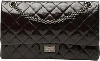 Chanel Pre-owned Vintage Double Flap Shoulder Bag - Dames - Vintage Schoudertas - Paars - ONE Size - Leer - Vintage