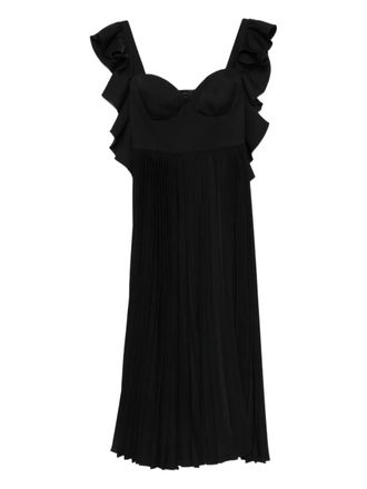 Parlor ruffled pleated midi dress - women - Polyester/Elastane - 36 - Black
