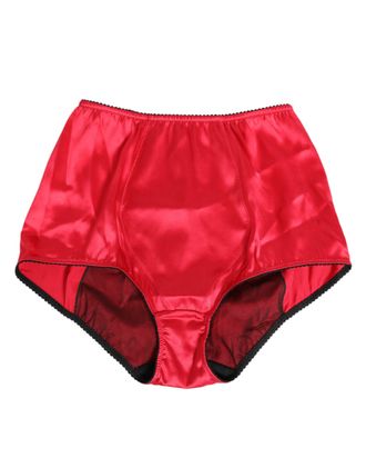 Dolce & Gabbana Red Silk Satin High-Waist Briefs Womens Underwear