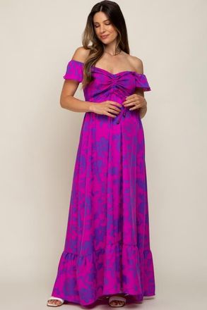 Pinkblush Floral Smocked Cinched Top Maxi Dress in Magenta at Nordstrom, Size Small