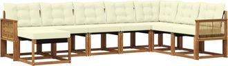 vidaXL Conjunto De Sof&aacute;s De Exterior 8 Uds. Natural Y Crema Vidaxl